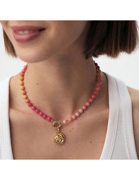 Collar Corto TIARE con Perlas Multicolor y Caracola en Baño de Oro | Agatha París