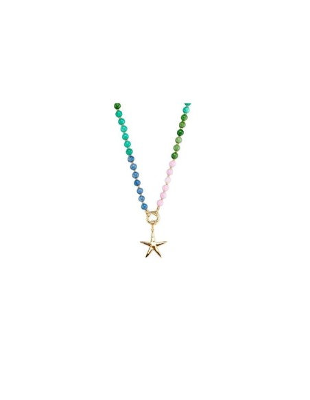 Collar corto TIARE AGATHA PARÍS baño de oro con perlas multicolor y estrella – Estilo veraniego y sofisticado