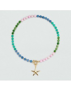 Collar corto TIARE AGATHA PARÍS baño de oro con perlas multicolor y estrella – Estilo veraniego y sofisticado 2