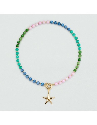 Collar corto TIARE AGATHA PARÍS baño de oro con perlas multicolor y estrella – Estilo veraniego y sofisticado