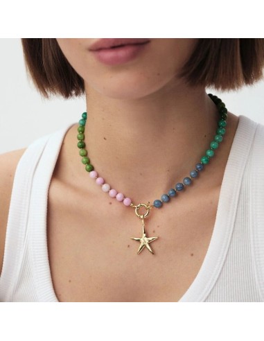 Collar corto TIARE AGATHA PARÍS baño de oro con perlas multicolor y estrella – Estilo veraniego y sofisticado