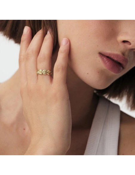 Anillo Ajustable TIARE Dorado con Caracola en Baño de Oro | Agatha París