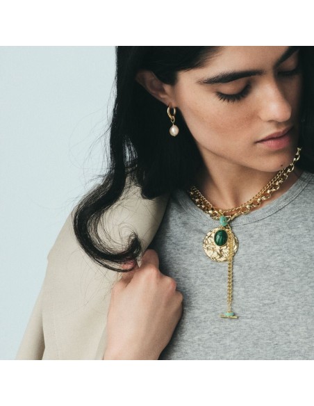 Colgante TALISMANS con Amazonita y Circonita en Oro | Agatha París