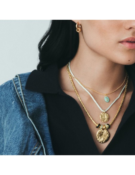 Colgante TALISMANS con Amazonita y Circonita en Oro | Agatha París