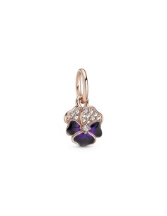 Charm Colgante con un recubrimiento en oro rosa de 14k Flor Pensamiento Morado