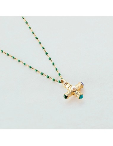 Colgante TALISMANS Cruz Multicolor en Oro | Agatha París