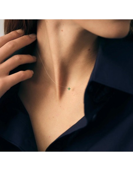 Collar BELOVED Verde en Plata de Ley con Baño de Oro | Agatha París