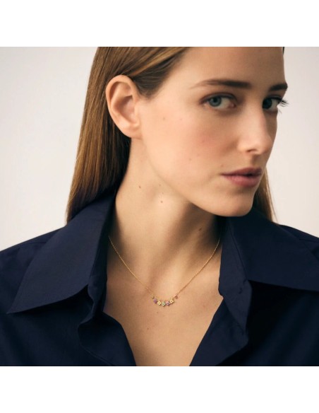 Collar Corto BELOVED Multicolor en Plata de Ley con Baño de Oro – Diseño Sofisticado