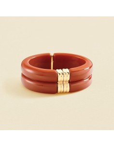 Pulsera rígida PALAIS ROYAL Coral y Oro | Color y elegancia | AGATHA PARÍS