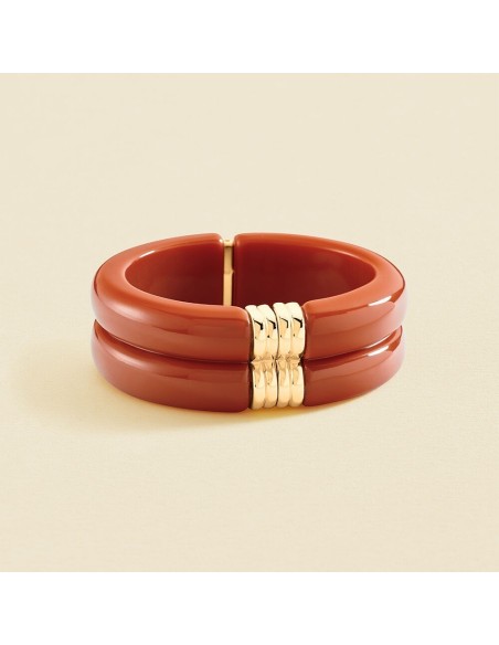 Pulsera rígida PALAIS ROYAL Coral y Oro | Color y elegancia | AGATHA PARÍS