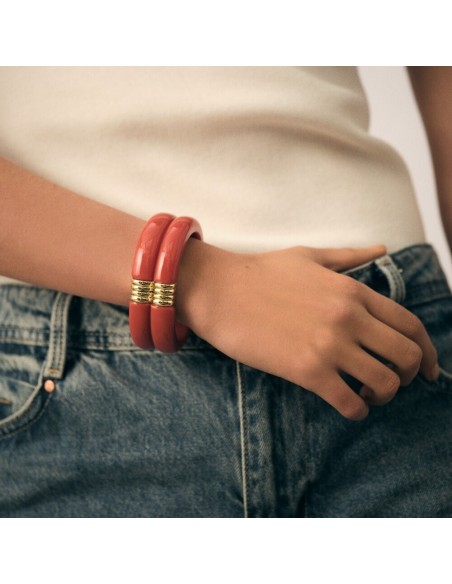 Pulsera rígida PALAIS ROYAL Coral y Oro | Color y elegancia | AGATHA PARÍS