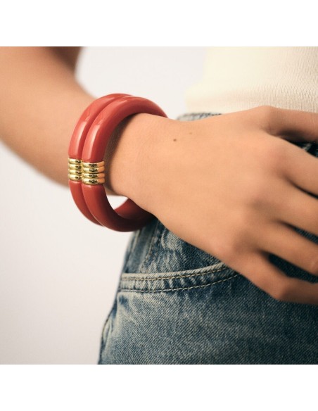 Pulsera rígida PALAIS ROYAL Coral y Oro | Color y elegancia | AGATHA PARÍS