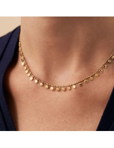 Collar Corto ARIEL Cristal y Dorado – Acabado en Oro con Pampillas de Medalla Redonda 2