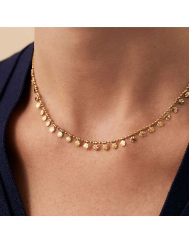 Collar Corto ARIEL Cristal y Dorado – Acabado en Oro con Pampillas de Medalla Redonda