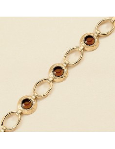 Pulsera de Cadena Agatha París N-13 Marrón/Dorado con Eslabones y Cabujones Ámbar