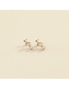 Pendientes Largos Agatha París N-13 Cristal/Dorado con Circonitas XXL