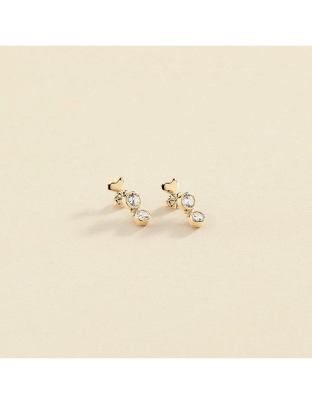 Pendientes Largos Agatha París N-13 Cristal/Dorado con Circonitas XXL