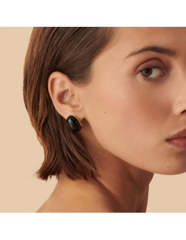 Pendientes Largos Agatha París N-13 Negro/Oro con Cierre Omega y Esmalte