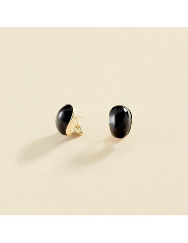 Pendientes Largos Agatha París N-13 Negro/Oro con Cierre Omega y Esmalte