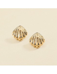 Pendientes Largos Agatha París N-13 Dorado XL con Forma de Concha y Cierre de Clip