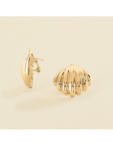 Pendientes Largos Agatha París N-13 Dorado XL con Forma de Concha y Cierre de Clip