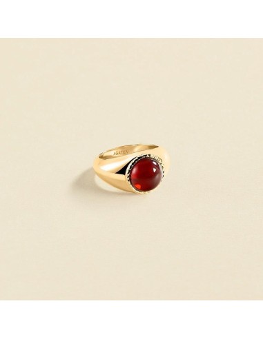 Anillo Ancho Agatha París N-13 Rojo/Oro con Cabujón Carmesí
