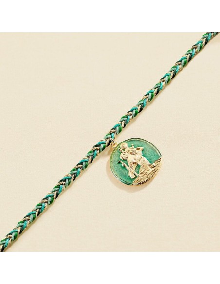 PULSERA DE CADENA VESPER acabado VERDE / DORADO