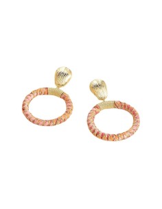 Pendientes largos RAFIA acabado Rosa / Oro