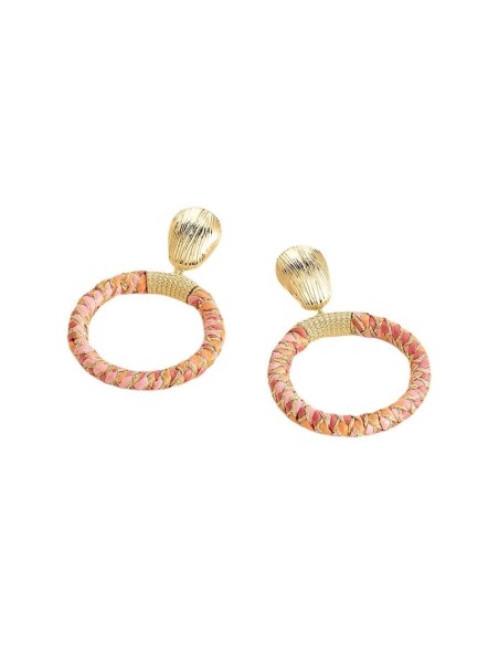 Pendientes largos RAFIA acabado Rosa / Oro