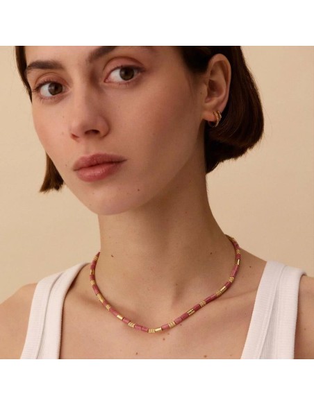 Collar corto PETRA acabado Rhodochrosyte / dorado 