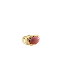 Anillo ancho PETRA acabado Rhodonite / dorado 