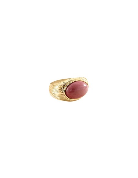 Anillo ancho PETRA acabado Rhodonite / dorado 