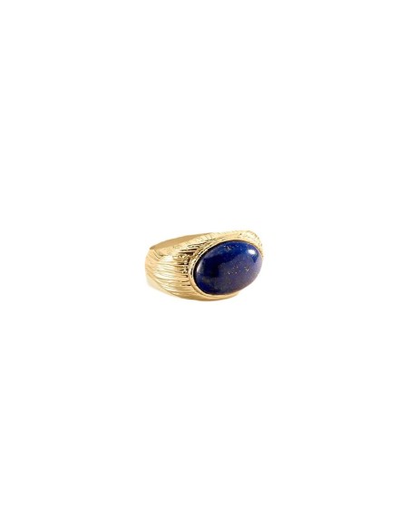 Anillo ancho PETRA acabado Lapis / Oro 