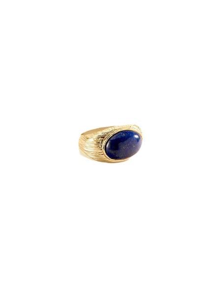 Anillo ancho PETRA acabado Lapis / Oro 