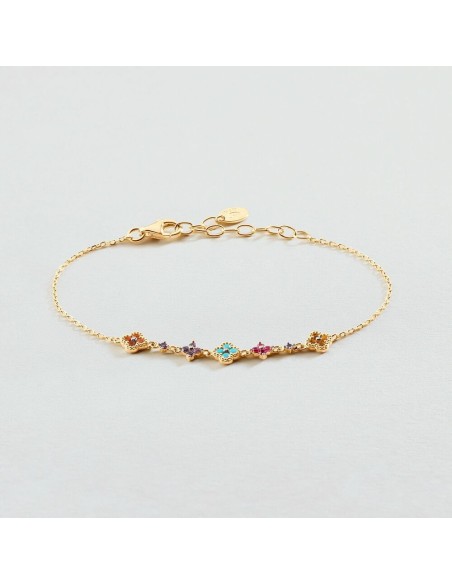 Pulsera Agatha París de cadena BELOVED multicolor acabado oro