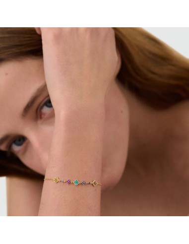 Pulsera Agatha París de cadena BELOVED multicolor acabado oro