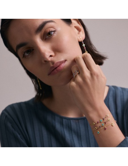 Pulsera Agatha París de cadena BELOVED multicolor acabado oro