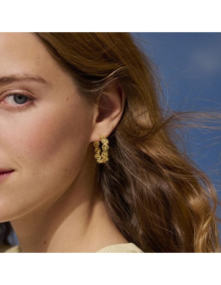 Pendientes de criolla AGATHA PARÍS BLOSSOM acabado dorado