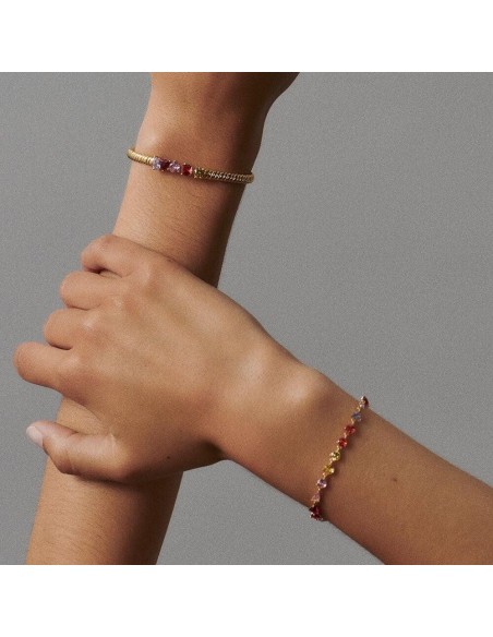PULSERA RÍGIDA VAGUE - MULTICOLOR acabado ORO