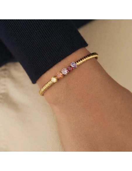PULSERA RÍGIDA VAGUE - MULTICOLOR acabado ORO