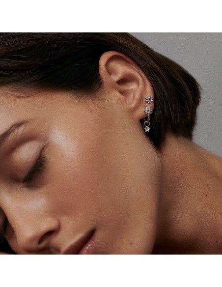 PENDIENTES CORTOS SPACE AGE - CRISTAL acabado PLATEADO