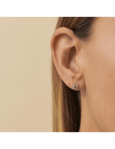PENDIENTES CORTOS SPACE AGE - CRISTAL acabado PLATEADO