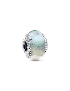 Charm de Cristal de Murano Multicolor en plata de ley & Pluma Curvada