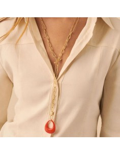 Collar largo BRIGITTE - acabado Naranja / Oro 2