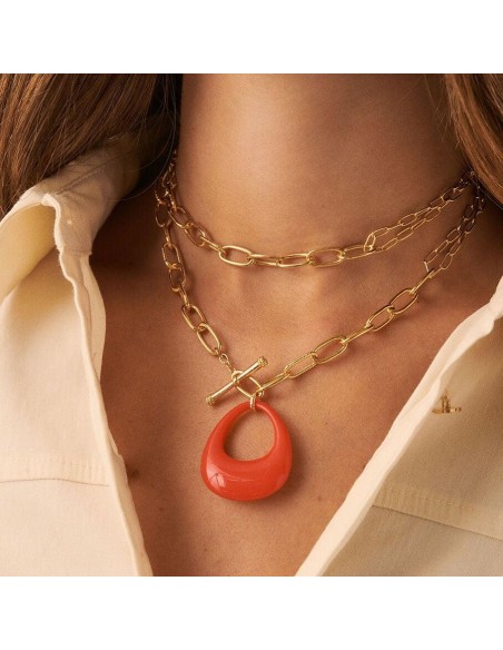 Collar largo BRIGITTE - acabado Naranja / Oro