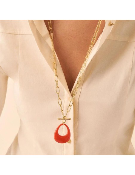 Collar largo BRIGITTE - acabado Naranja / Oro