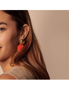 Pendientes largos BRIGITTE - acabado Naranja / Oro 2