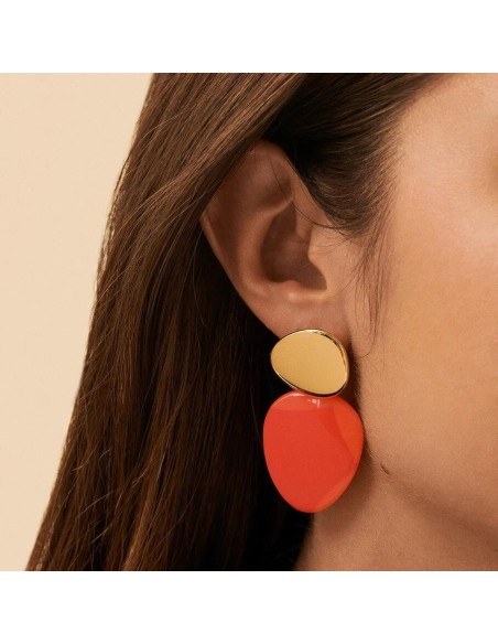 Pendientes largos BRIGITTE - acabado Naranja / Oro