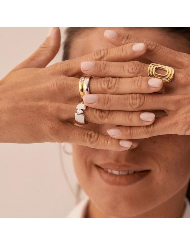 Anillo ancho JADE - Cristal / Plateado