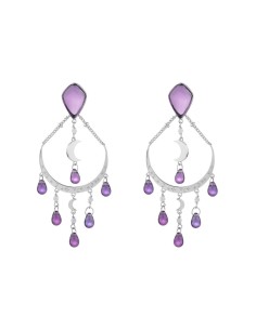 Pendientes largos de AGATHA PARÍS con amatista de la colección FLY de Sara Carbonero
